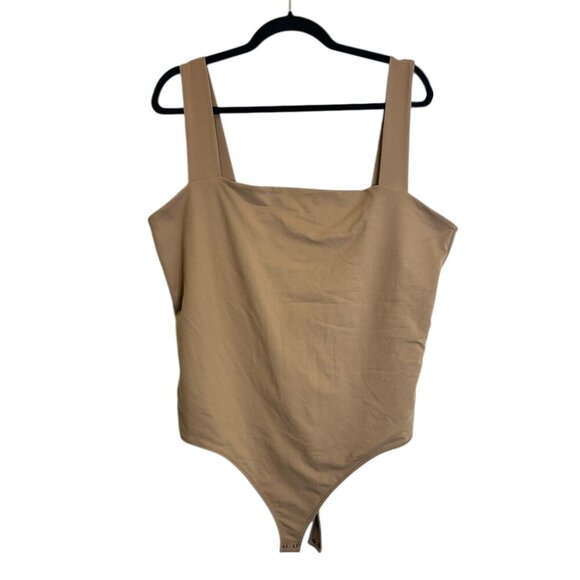 3/$25 Abercrombie & Fitch Brown Nude Square Neck Bodysuit Sz XXL Soft Shape - Picture 1 of 4